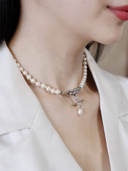 Kalung Mutiara Edison Budidaya Air Tawar "Piring Terbang dan Saturnus" 6 hingga 7mm