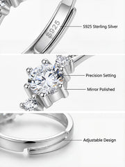 Star - Crossed Love Words: Creative Couple Rings' Telling a Star Love Story S925 Size Adjustable