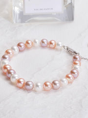 Freshwater Pearl Bracelet Round Strong Light Fashion Mixed Color Bracelet for Girlfriend