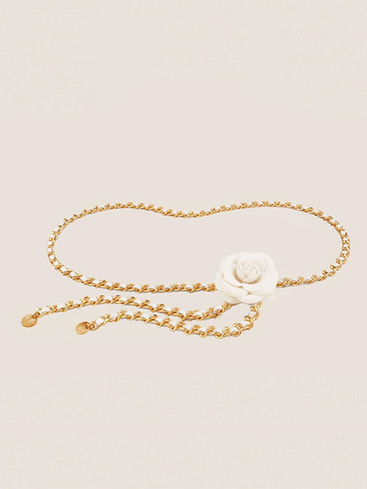 Camellia Waist Chain Golden Chain Belt Small Fragrant Style Waist Chain Accessories Creative Waist Seal for Women