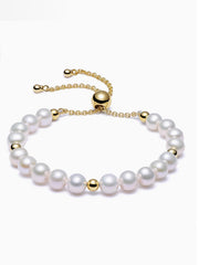 Freshwater Cultured Pearl Bracelet Near Circular Bracelet Length Adjustable Birthday Gift for Women 6-7mm