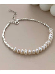 Freshwater Aquaculture Pearl Bracelet Crushed S925 Silver Versatile Daily Commuting Style