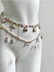 Melody of the Sea Seashells Waist Chains Layered Tassels Pearls Waist Accessories Waist Belts Body Chains