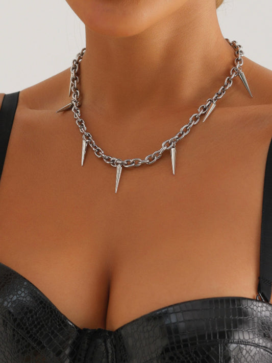 Punk Spiked Chain Necklace Personality Metal Decor Necklace