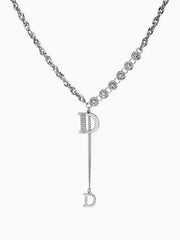 Elegant Diamond-Embellished Letter "D" Tassel Necklace