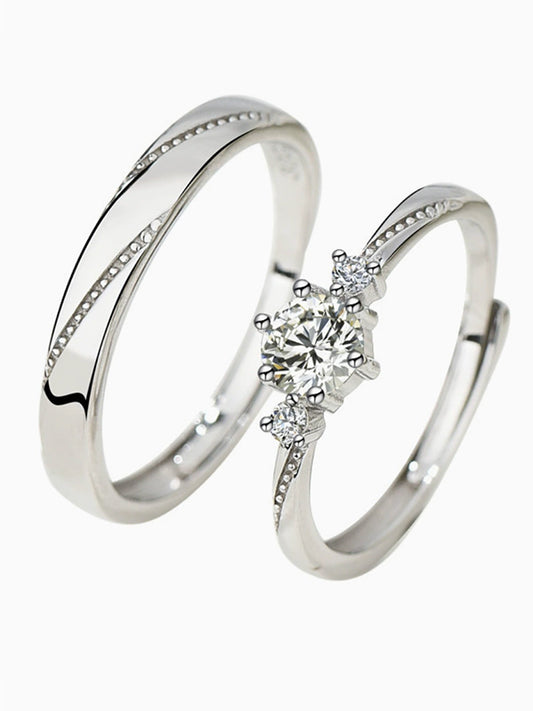 Star - Crossed Love Words: Creative Couple Rings' Telling a Star  Love Story S925 Size Adjustable
