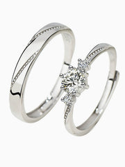 Star - Crossed Love Words: Creative Couple Rings' Telling a Star  Love Story S925 Size Adjustable