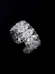 Floral Melody Wide Ring' Luxurious Wreath Adjustable Opening