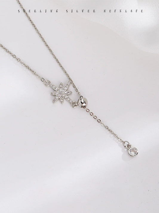 8-Pointed Star Sterling Silver Elegant Collarbone Necklace
