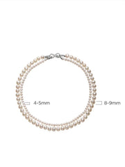 Elegant Pearl Necklace with Double Layer Design Stylish Versatile 4-5mm & 8-9mm