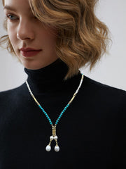 “Italian Pearl” Necklace with Turquoise Magnetic Attachment Craft Doubles As  Bracelet & Necklace 3 - 4mm