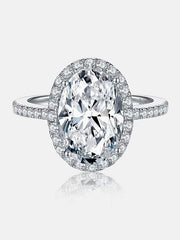 Sterling Silver "Dove Egg" Engagement Ring' with Sparkling Cubic Zirconia & Adjustable Open Band