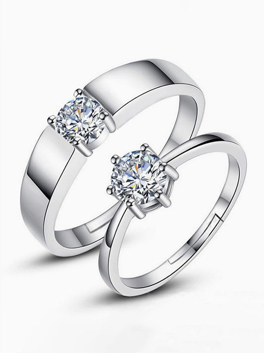 Beloved Selection: Shining Couple Rings‘ Witnessing Unwavering Love Size Adjustable S925
