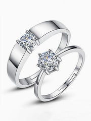 Beloved Selection: Shining Couple Rings‘ Witnessing Unwavering Love Size Adjustable S925