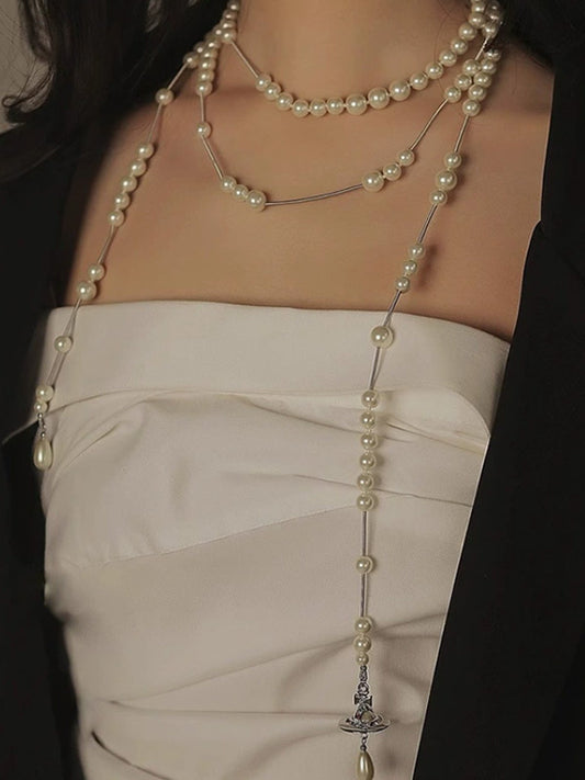 Multi-Wear Bridal Pearl Necklace Trendy & Versatile for Instagram Long Necklace