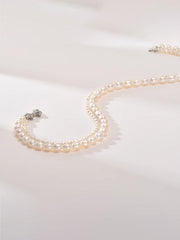 Rice Shaped Double-layer Freshwater Pearl Necklace Small Fragrance Style Necklace Fashionable Jewelry Gift for Girlfriend