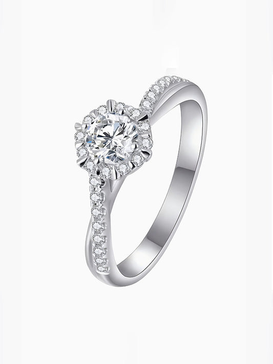 Sterling Silver Vega Snowflake Six-Prong Cubic Zirconia Engagement Ring' Sparkling Wedding Diamond with Dazzling Brilliance Timeless Anniversary Gift