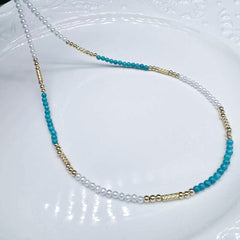 “Italian Pearl” Necklace with Turquoise Magnetic Attachment Craft Doubles As  Bracelet & Necklace 3 - 4mm