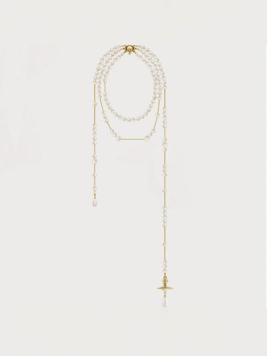 Multi-Wear Bridal Pearl Necklace Trendy & Versatile for Instagram Long Necklace