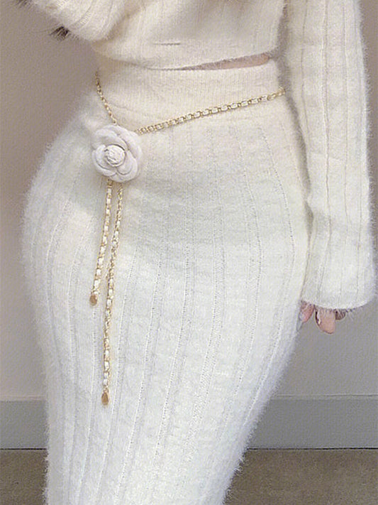 Camellia Waist Chain Golden Chain Belt Small Fragrant Style Waist Chain Accessories Creative Waist Seal for Women