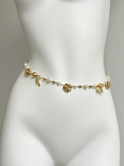 Golden Tea Flower Waist Chain Mountain Tea Flower Pearl Flower Golden Fragrance Sweater Chain Long Necklace