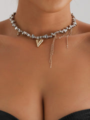 Chic Metal Chain Necklace Multi-Chain Design Metal Heart Necklace