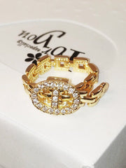 Trendy Pig Nose Ring‘ Diamond Ring Lock Adjustable Opening