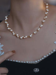 Freshwater Cultured Pearl Necklace Chic Gold Accented Pearl Necklace