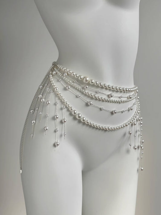 Fairy Pearl Waist Chain Cascading Tassels Waist Accessories Waist Belt Body Chain