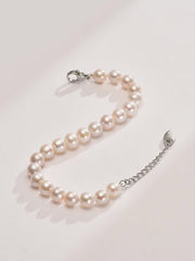 Freshwater Cultured Pearl Bracelet Casual Simple White Pearl Bracelet Fashionable Gift for Women 6-7mm