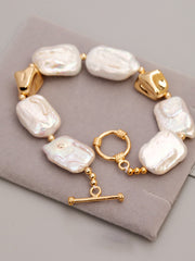 Elegant Baroque Pearl & Gold Bracelet Unique Luxury Accessory