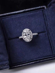 Sterling Silver "Dove Egg" Engagement Ring' with Sparkling Cubic Zirconia & Adjustable Open Band