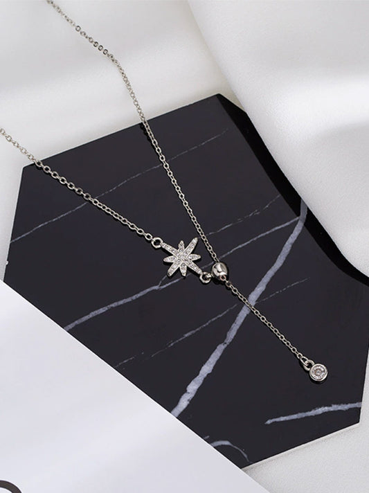 8-Pointed Star Sterling Silver Elegant Collarbone Necklace