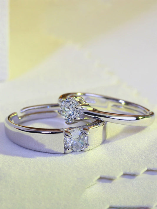 Beloved Selection: Shining Couple Rings‘ Witnessing Unwavering Love Size Adjustable S925