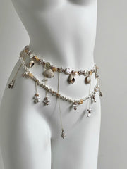 Melody of the Sea Seashells Waist Chains Layered Tassels Pearls Waist Accessories Waist Belts Body Chains