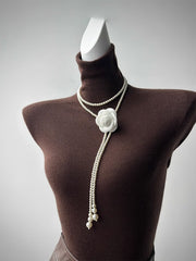 Fine Pearl Camellia Waist Chain Necklace Dual-use Dress Belt Accessory With Skirt