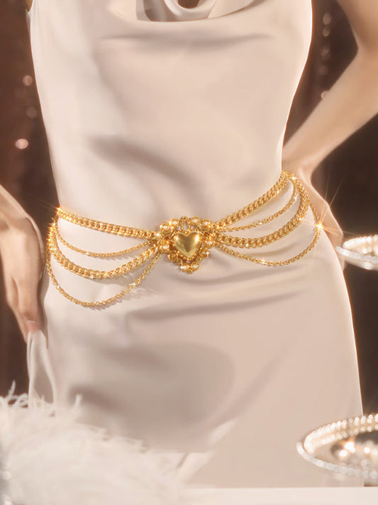 Hades Heart Waist Chain Gold Chain Belt Small Fragrant Style Metal Dress Annual Meeting Accessories Waist Cover