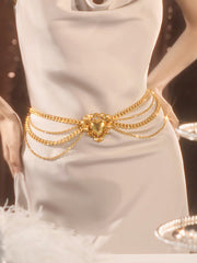 Hades Heart Waist Chain Gold Chain Belt Small Fragrant Style Metal Dress Annual Meeting Accessories Waist Cover