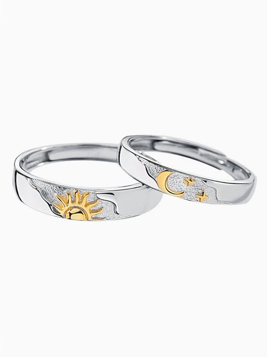 "Sun & Moon Diamond Couple Rings'" — Two Halves, One Love