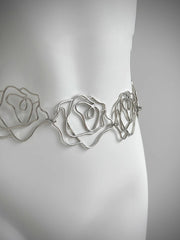 Hollow Rose Waist Chain Belt Waist Seal Silver Hardware Chain Accessory 2025 New Versatile