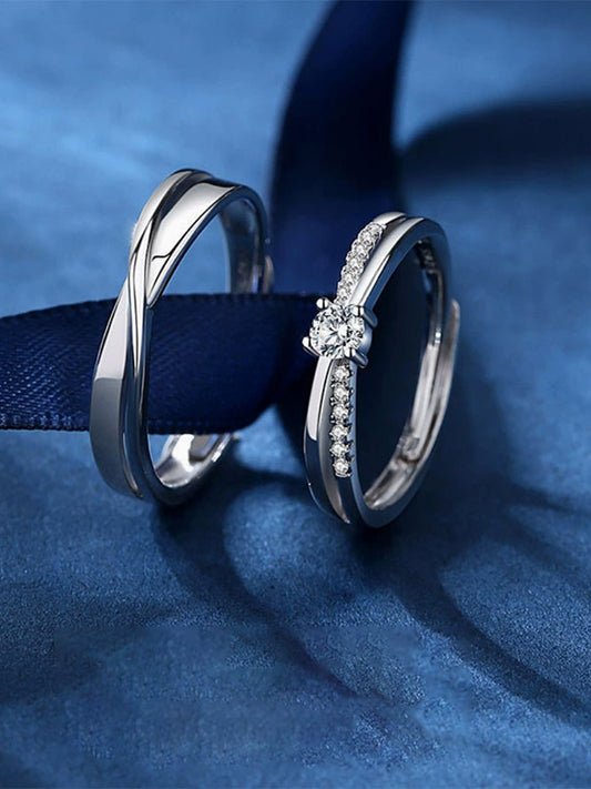 Elegant Diamond-Embedded Couple Rings‘ - Eternal Love and Commitment