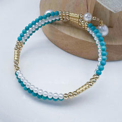 “Italian Pearl” Necklace with Turquoise Magnetic Attachment Craft Doubles As  Bracelet & Necklace 3 - 4mm