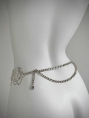 Hollow Rose Waist Chain Belt Waist Seal Silver Hardware Chain Accessory 2025 New Versatile