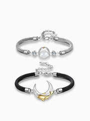 Love Under the Moon and Sea Couple Bracelets