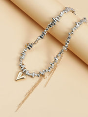 Chic Metal Chain Necklace Multi-Chain Design Metal Heart Necklace