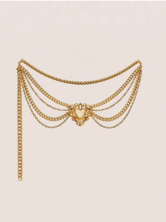 Hades Heart Waist Chain Gold Chain Belt Small Fragrant Style Metal Dress Annual Meeting Accessories Waist Cover