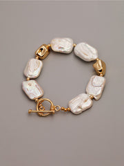 Elegant Baroque Pearl & Gold Bracelet Unique Luxury Accessory