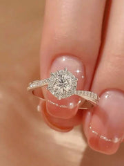 Sterling Silver Vega Snowflake Six-Prong Cubic Zirconia Engagement Ring' Sparkling Wedding Diamond with Dazzling Brilliance Timeless Anniversary Gift