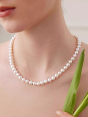 Natural Freshwater Pearl Necklace S925 Silver Bead Chain Pearl Necklace Collarbone Mother Chain Jewelry Gift 6-7mm
