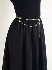 Baroque Pearl Waist Chain Temperament Pearl Waist Chain With Skirt Gold Chain Waist Belt